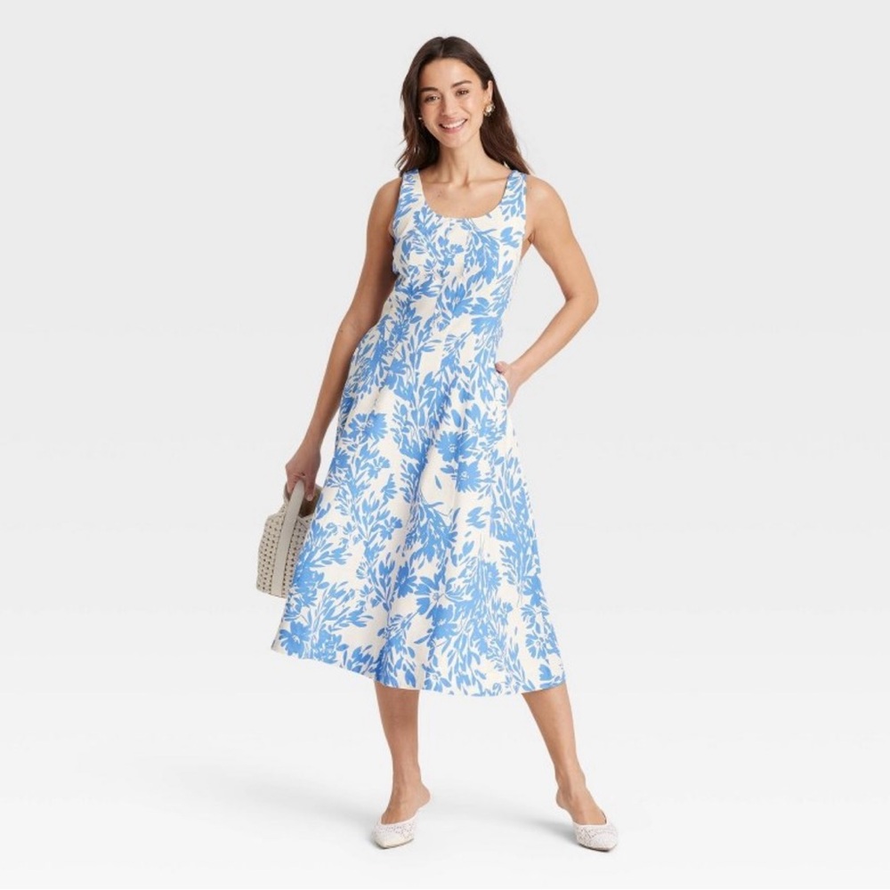 A New Day Blue and White Midi Dress